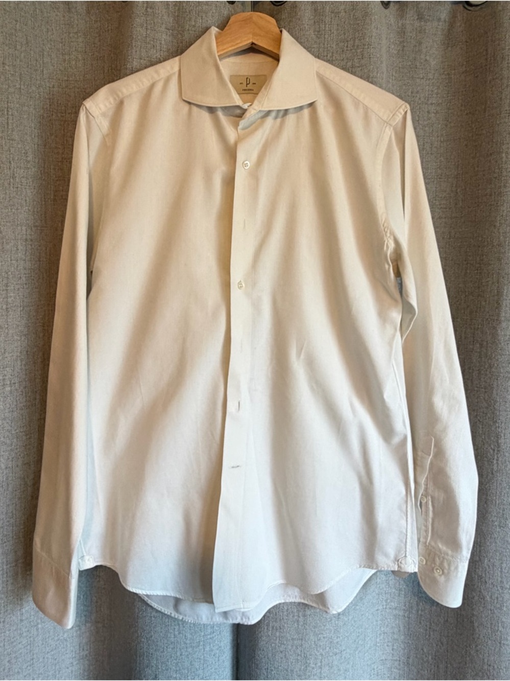 Men’s POSZETKA Light Cream Button-Up Shirt - 
Large / 16